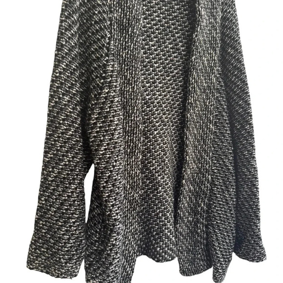 Zara Knit Chunky Black White Grey Open Front Cardigan Sweater M - Picture 3 of 11